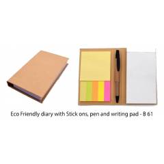 Generic Eco Friendly Diary with Stick Ons, Pen & Writing Pad