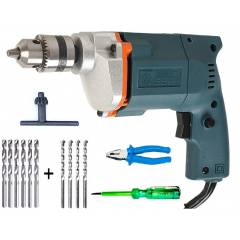 Tiger TGP10 10mm Electric Drill Machine with 6 HSS Bits, 4 Masonry Bits, 1 Plier & 1 Line Tester