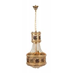 Glow Fixtures Golden & Maroon Crystal Chandelier, JF569I03-SPL