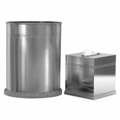 Plumeria Dual Ridge Mirror Wastebasket with 7QT Boutique Tissue Set