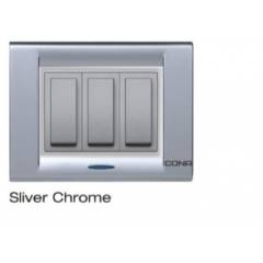 Cona Olive Glow 2M Metallic Silver Chrome Modular Plate With Indicator
