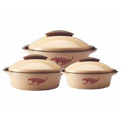Milton Crisp Dlx Junior 3 Pieces Brown Casserole Gift Set, M1005-MCD-BW