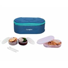 Carrolite 650ml Blue & White Plastic Lunchbox, White_P-41