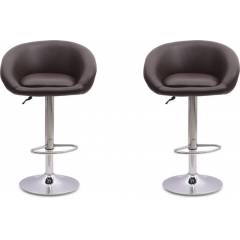 Mezonite Leatherette Black Bar & Cafeteria Stool (Pack of 2)