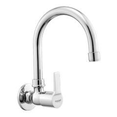 Eauset Flat Single Lever Sink Cock Wall Mounted with swinging spout with Wall Flange, FFL062