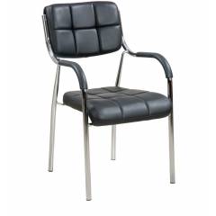 High Living Black Leatherette Visitor Chair, HL_V1