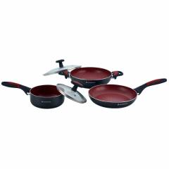 Wonderchef Burlington Red & Black Aluminium Fry Pan Set