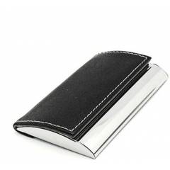 Stealodeal Metal Black Brown Leather Visiting Card Holder