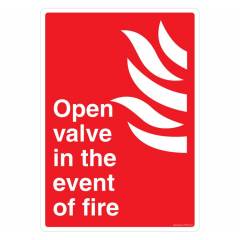 Safety Sign Store Open Valve In the Event of Fire Sign Board, FE526-A4PC-01