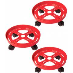 Abyss ABDY-0418 Virgin Grade Plastic Red Gas Cylinder Trolley (Pack of 3)