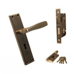 Q-Seven Zim-5 200mm Antique Finish Plate Handle with Pin Cylinder & Lock Body Set
