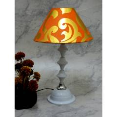 Tucasa Classic White Lamp with Orange & Gold Shade, LG-733
