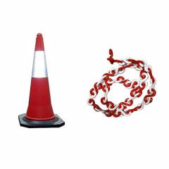 Bellstone PVC Traffic Safety Cone with 10m Chain, 528631 (Pack of 10)