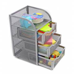 Callas Mesh 3 Compartment Desk Organizer, LD 0M-032, Black