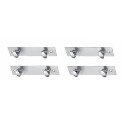 SmartShophar 4 Inch 2 Legs Stainless Steel Silver Trums Wall Hook (Pack of 4), 54620-SHKT-SL04-P4
