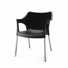 Nilkamal Novella 10 Black Virgin Polymer Cafeteria Chair, NS10SSBLK, Dimension: 595x580x760 mm