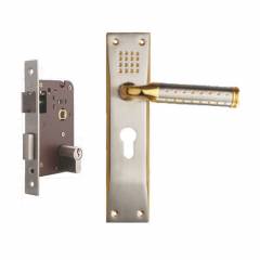 Plaza Platinum Gold Silver Finish Handle with 200mm Pin Cylinder Mortice Lock & 3 Keys