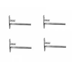 SmartShophar 12 Inch SS F-Type Rectangle Glass Shelf Bracket, 65052-GBFTR10-SS12-P4 (Pack of 4)