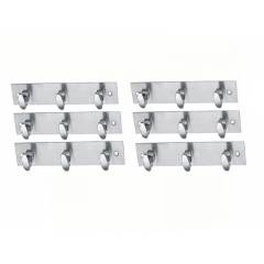 SmartShophar 6 Inch 3 Legs Stainless Steel Silver Trums Wall Hook (Pack of 6), 54620-SHKT-SL06-P6