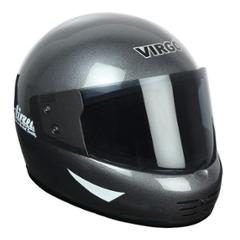 Virgo Airzed Full Face Silver Glossy Tinted Helmet with Black Visor, Size (Medium, 58 cm)