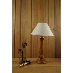 Tucasa Mango Wood Tan Table Lamp with 10 inch Polycotton Khadi Pyramid Shade, WL-207