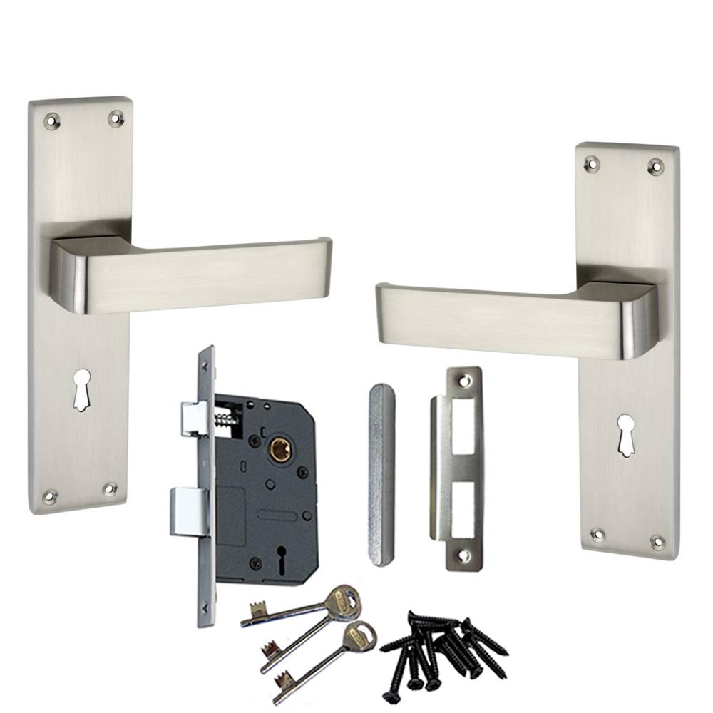 Buy Atom 6 Lever Stainless Steel Satin Finish Mortise Lock Set