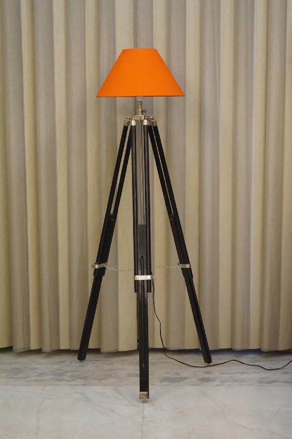 Buy Tucasa Mango Wood Black Tripod Floor Lamp With Polycotton