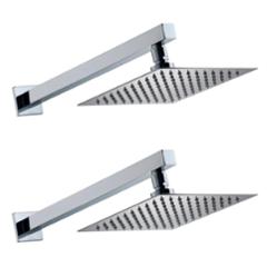 Drizzle Ultra Slim 6x6 Inch Overhead Shower with 15 Inch Long Arm (Pack of 2)