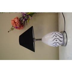 Tucasa Metal Table Lamp with LED in Base with Black Polycotton Shade, P9-CW-2