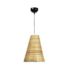 Tucasa Iron Cane Pendent Light with Light Brown Cane Shade, HG-09
