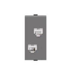 Polycab Levana RJ-11 4L 1 Module Magnesium Grey Telephone Socket, SLV0400202