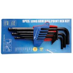 De Neers DNKBHM9L 9 Pcs Ball Type Long Arm Hex Allen Key Set