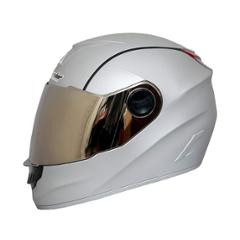 Aaron Alpha ABS Silver Full Face Helmet with Metallic Visor, Size: Medium