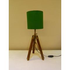 Tucasa Mango Wood Brown Tripod Table Lamp with Polycotton Green Shade, P-58
