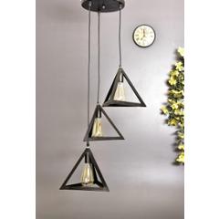 Tucasa Iron Three Level Triangle Shaped Pendent Light with Black Shade, HG-37