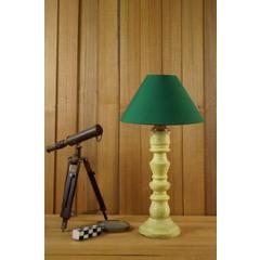 Tucasa Mango Wood Vintage Yellow Table Lamp with 10 inch Polycotton Green Pyramid Shade, WL-268