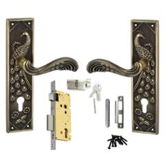 Atom Mayur Brass Antique Finish Cylindrical Mortise Lock Set With 3 Brass Keys