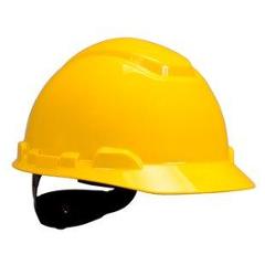 3M H-402R 4 PT Ratchet Unvented Yellow Safety Helmets (Pack of 5)
