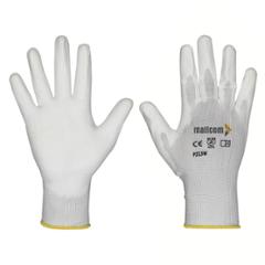 Mallcom 7 Inch White Polyurethane Coated Safety Gloves, P213W (Pack of 6)