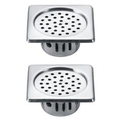 Drizzle 5x5 Inch Square Chrome Finished Stainless Steel Anti Cockroach Trap (Pack of 2)