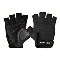 Strauss Medium Leather with Stretch Back Mesh Black Gym Gloves, ST-1225