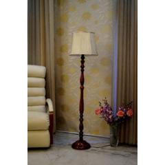 Tucasa Royal Brown Mango Wood Floor Lamp with Khadi Cylindrical Polycotton Shade, WF-105