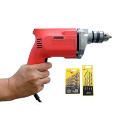 Cheston 10mm 350W Powerful Drill Machine with 5 Pieces Wall & 13 Pieces HSS Bits