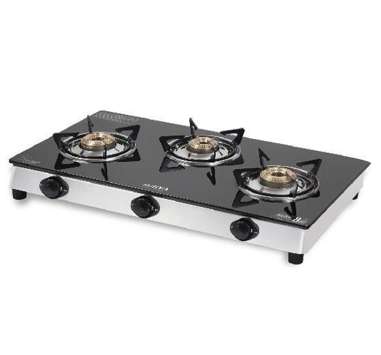 Buy Surya Crystal 3b Stainless Steel 3 Burner Glass Cooktop Online