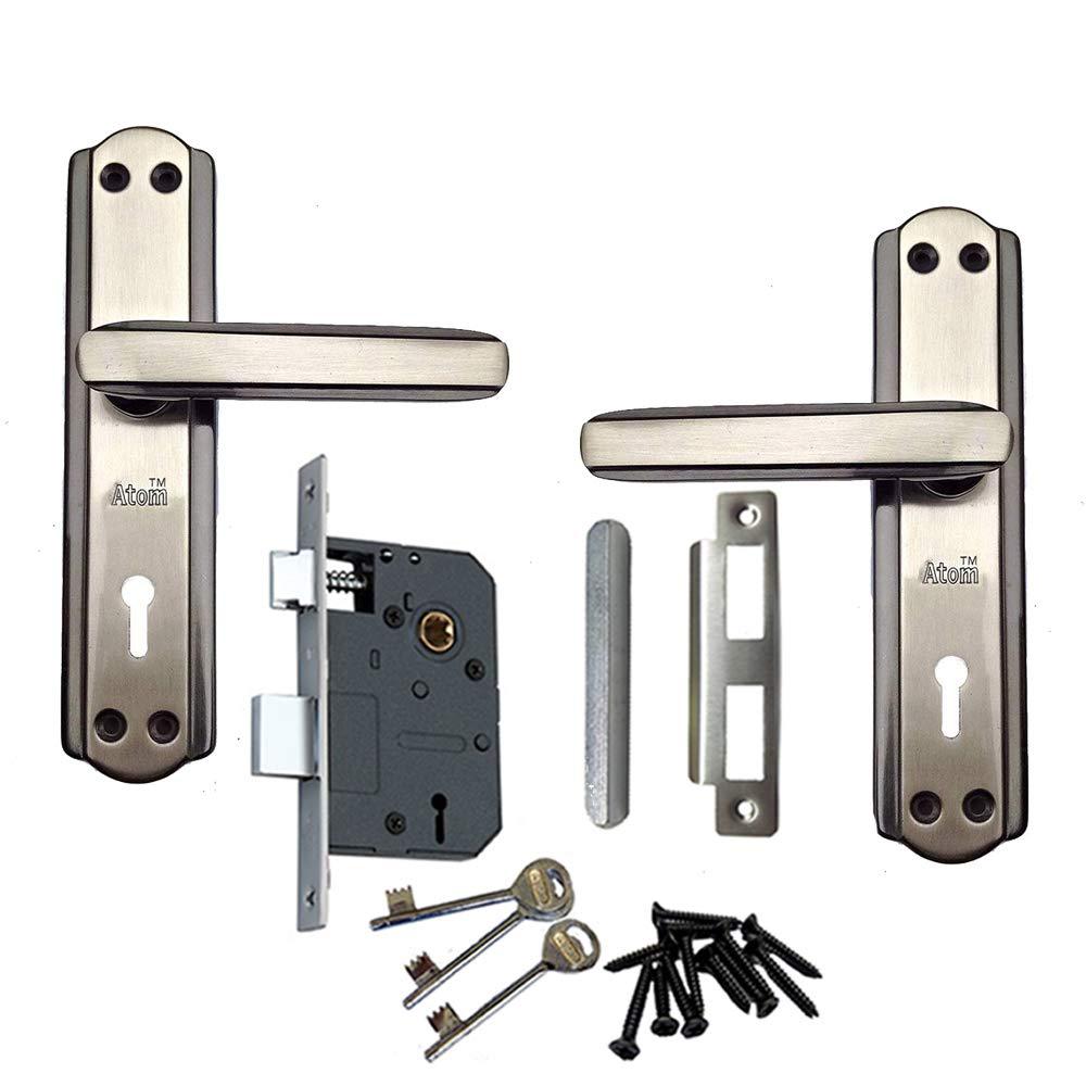 Buy Atom 606 Black Silver Finish Double Stage Mortise Lock Set