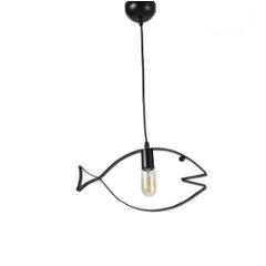 Tucasa Iron Fish Shaped Pendent Light with Black Shade, HG-23