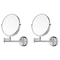 Drizzle 35x26x12cm Silver 5x Magnifying Glass Double Sided Mirror for Shaving & Makeup (Pack of 2)