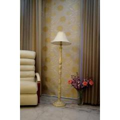Tucasa White Mango Wood Floor Lamp with Khadi Conical Polycotton Shade, WF-150