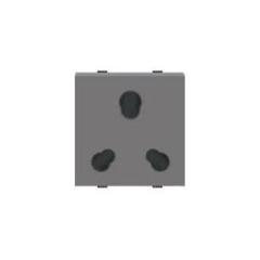 Polycab Levana 6 & 25A 2 Module Magnesium Grey Universal Socket, SLV0200602