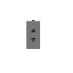 Polycab Levana 6A 1 Module Magnesium Grey 2-Pin Euro Outlet Socket, SLV0200102